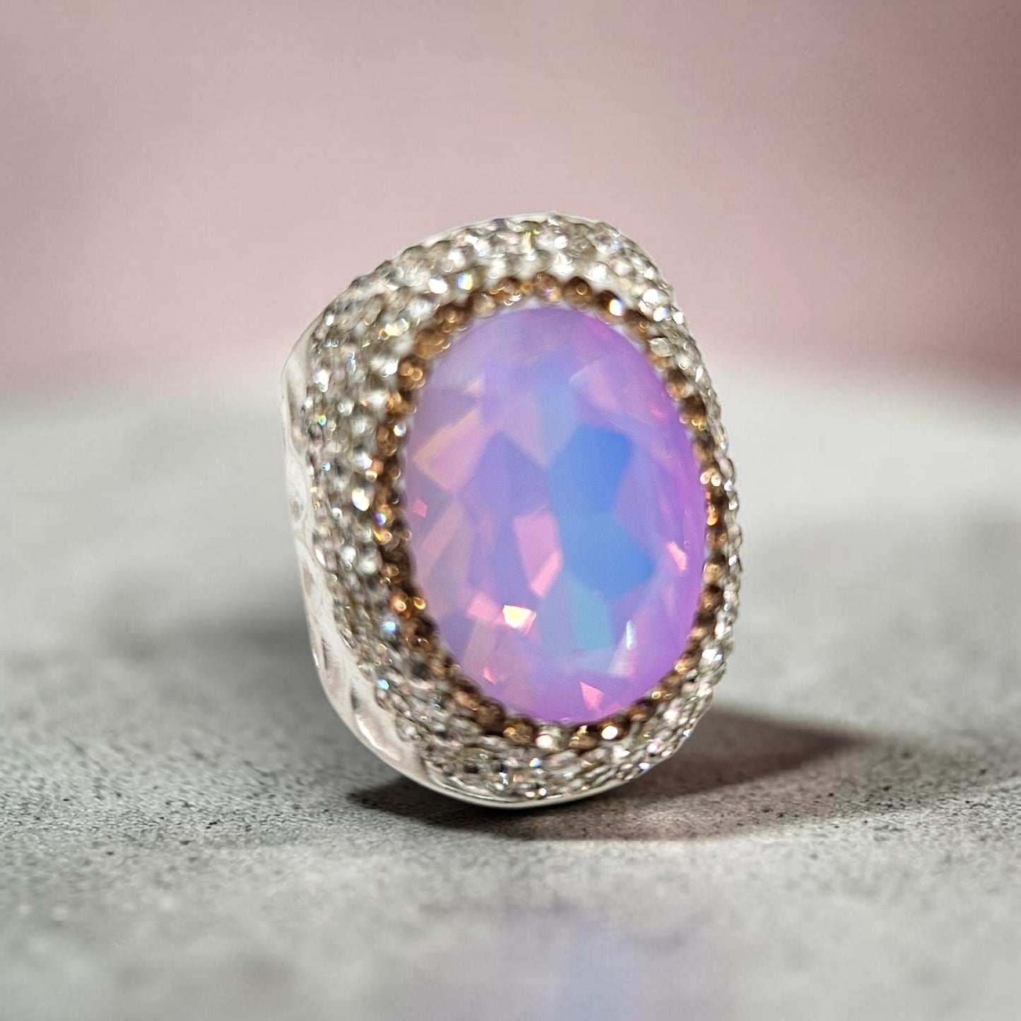 Purple Oplal Crystal Ring