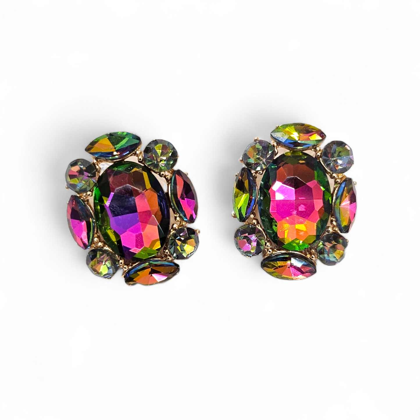 Post oval Oilslick studs