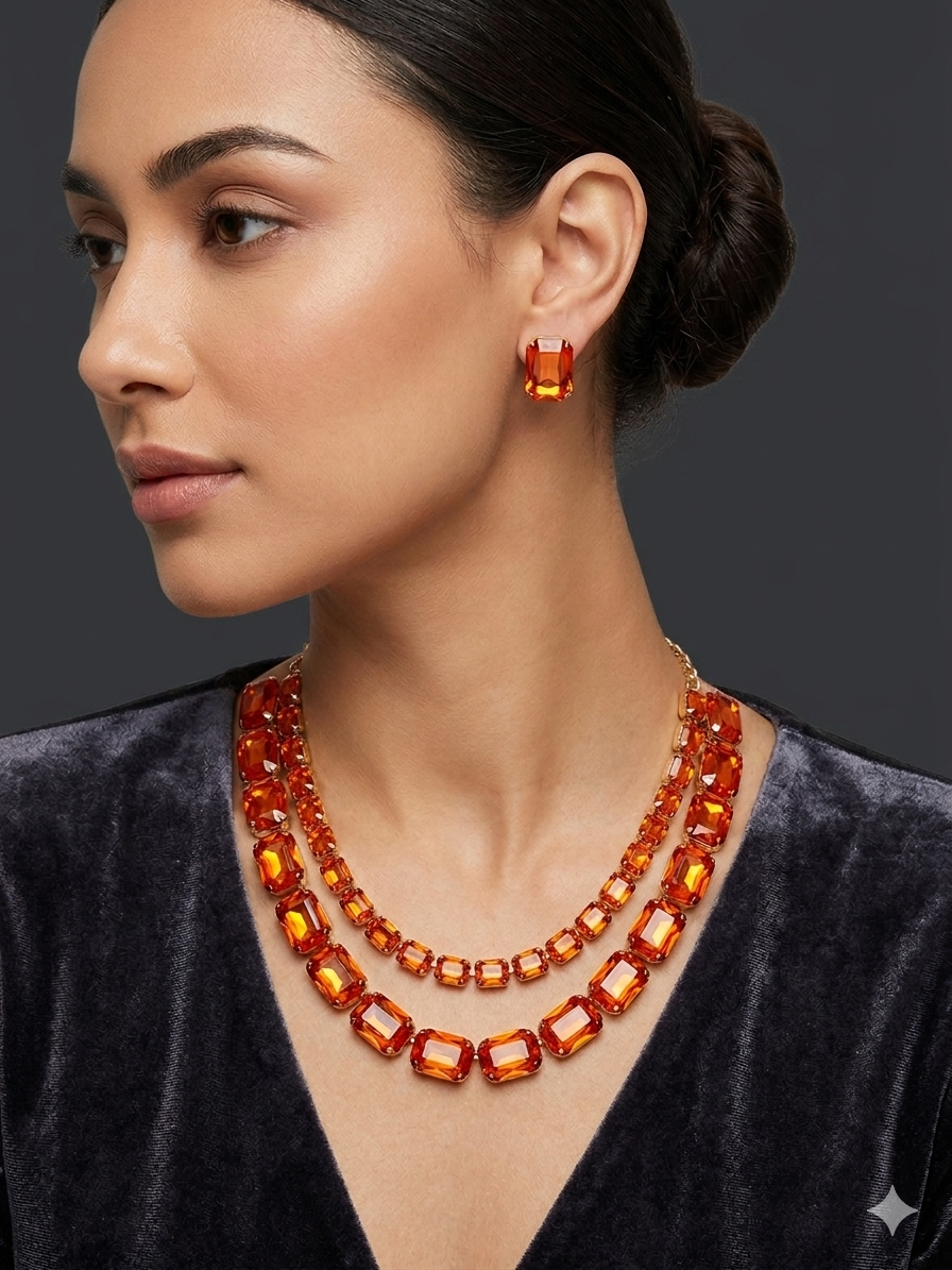 Double lined orange necklace