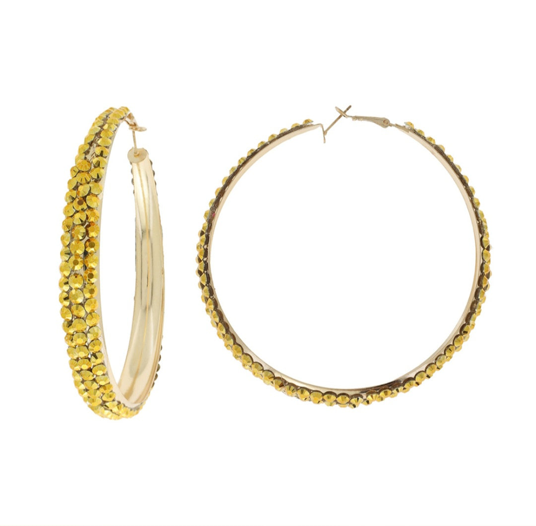 Gold Rhinestone hoops