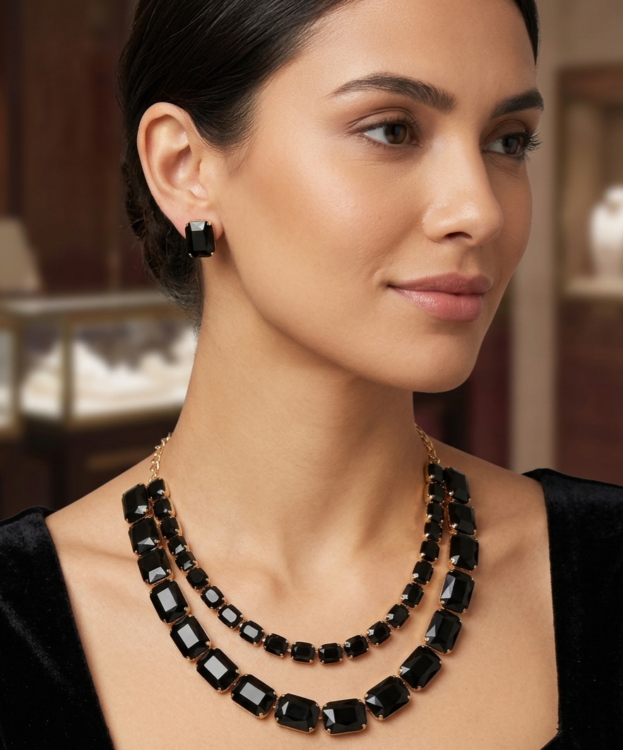 Black double lined necklace