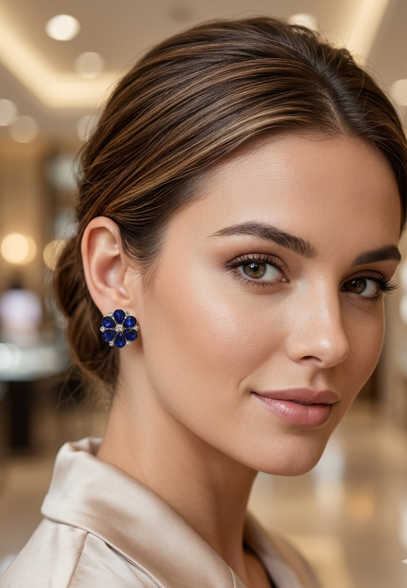 Royal blue flower studs