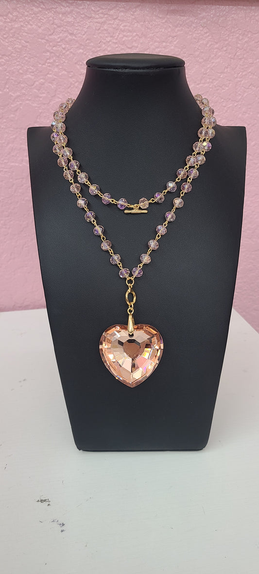 Rose Gold Beaded Heart Necklace