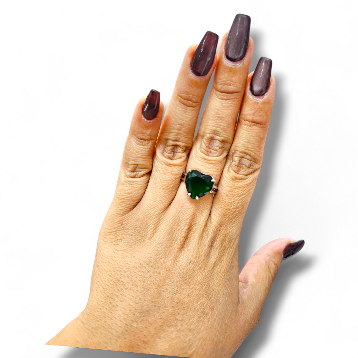 Emerald Green Crystal heart ring