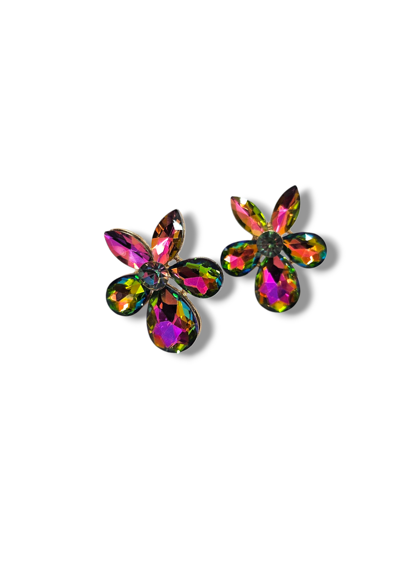 Gold Oil Slick Flower studs