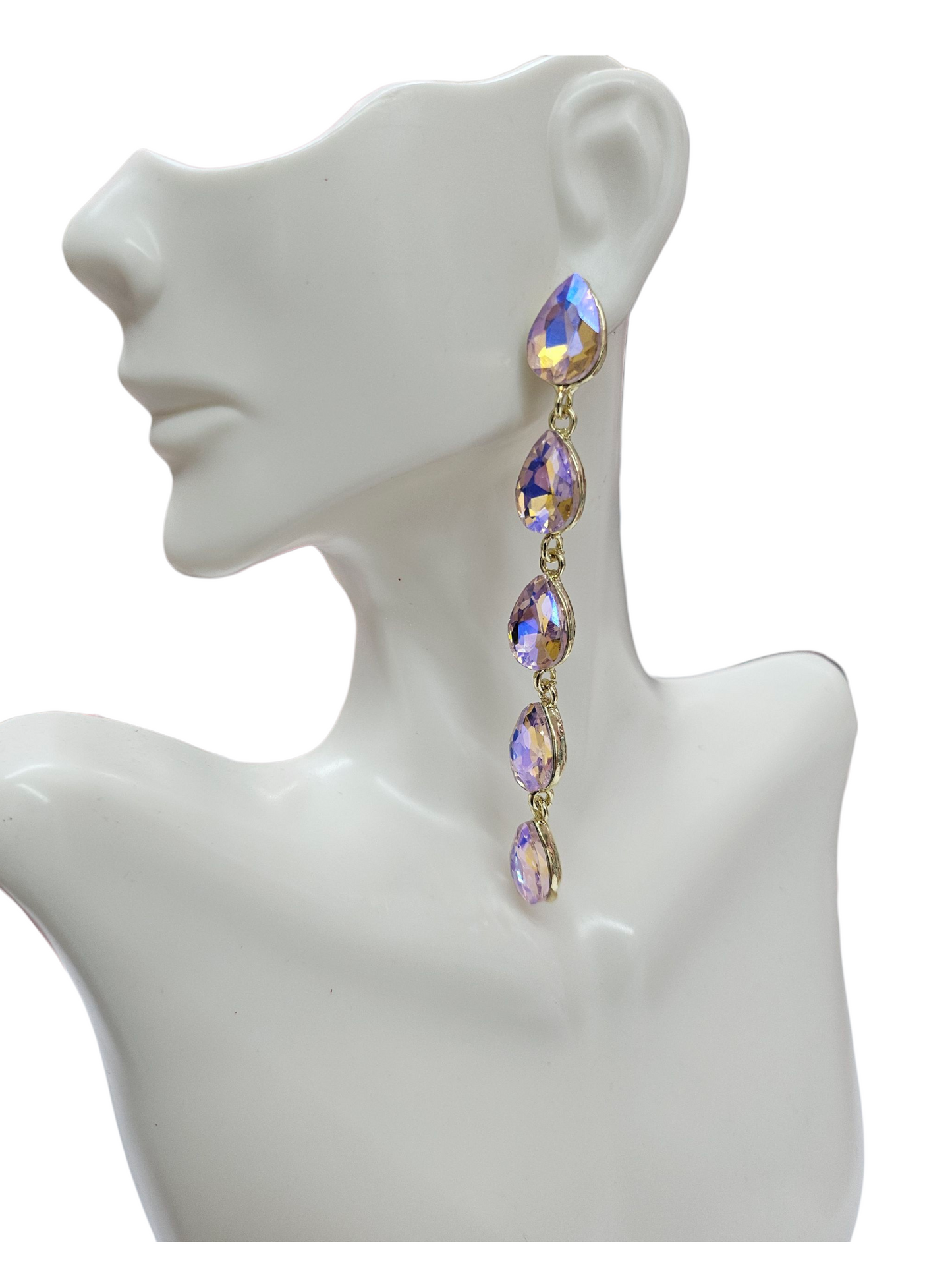 Pink ab drop earrings