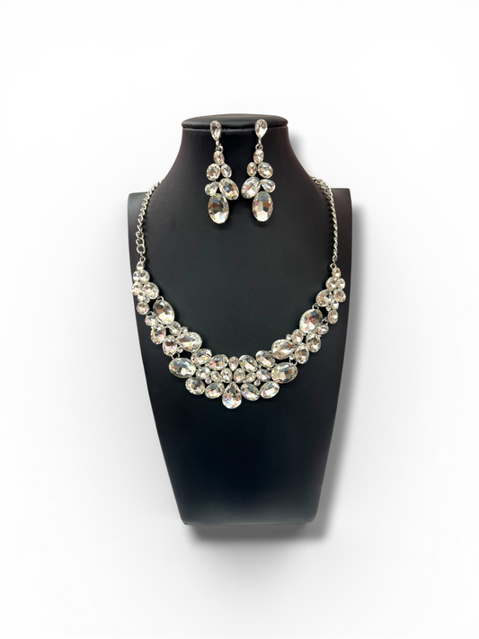 silver statment necklace and earring