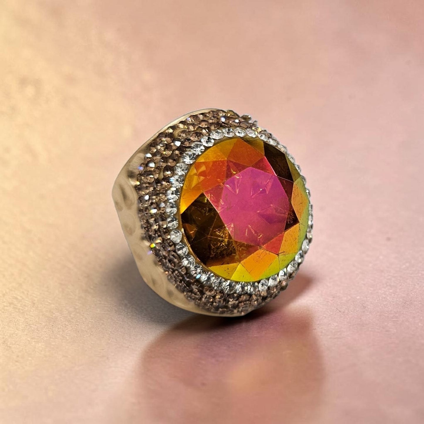 Volcano pink Crystal Ring