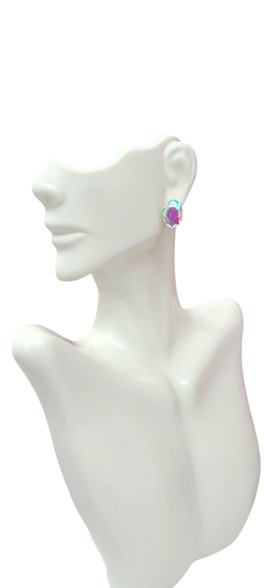 Ab oval stud earrings