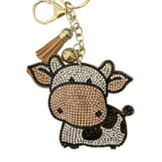 Cow Rhinestone Keychain