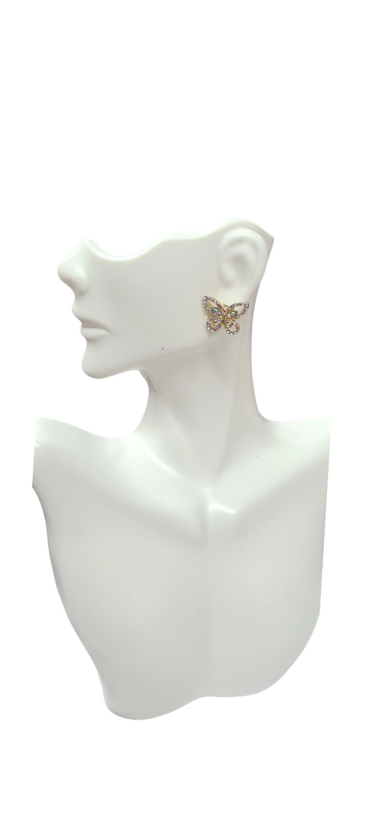 Gold iridescent butterfly earrings