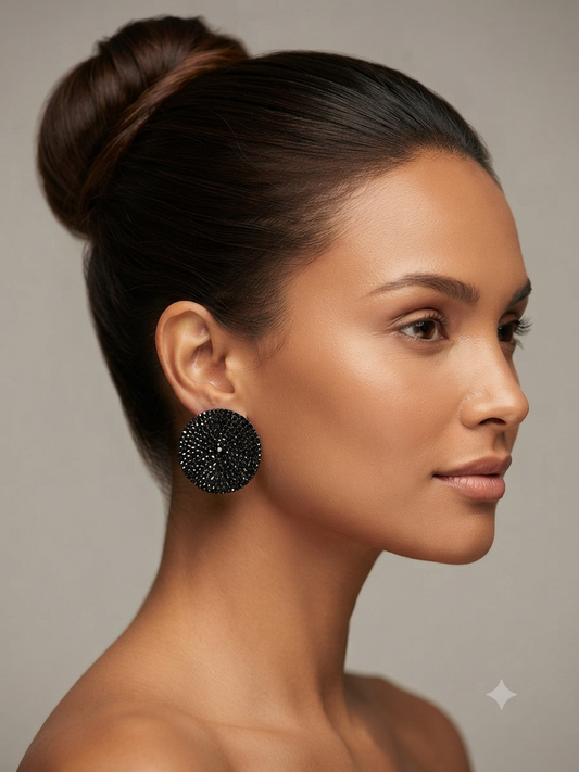 Black disc  earrings