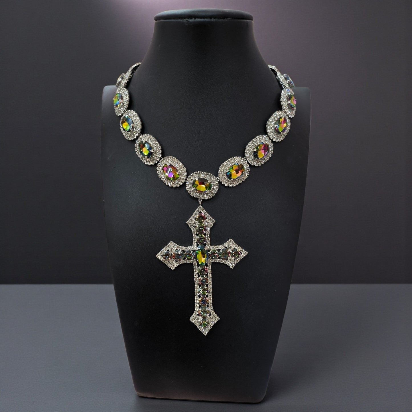 Oilslick Cross Necklace