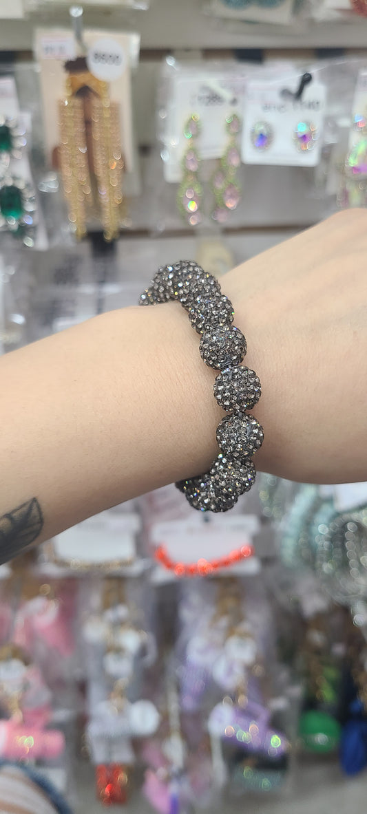 gray rhinestone beaded bracelet