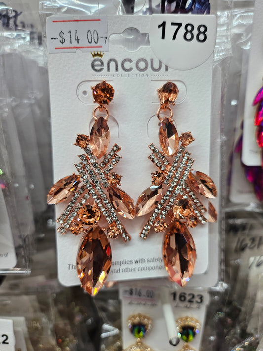 Copper crystal drop earrings