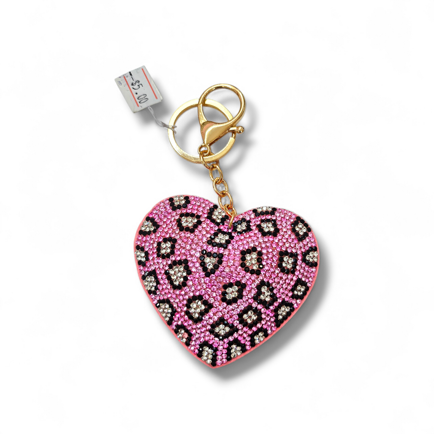Pink animal print heart Keychain