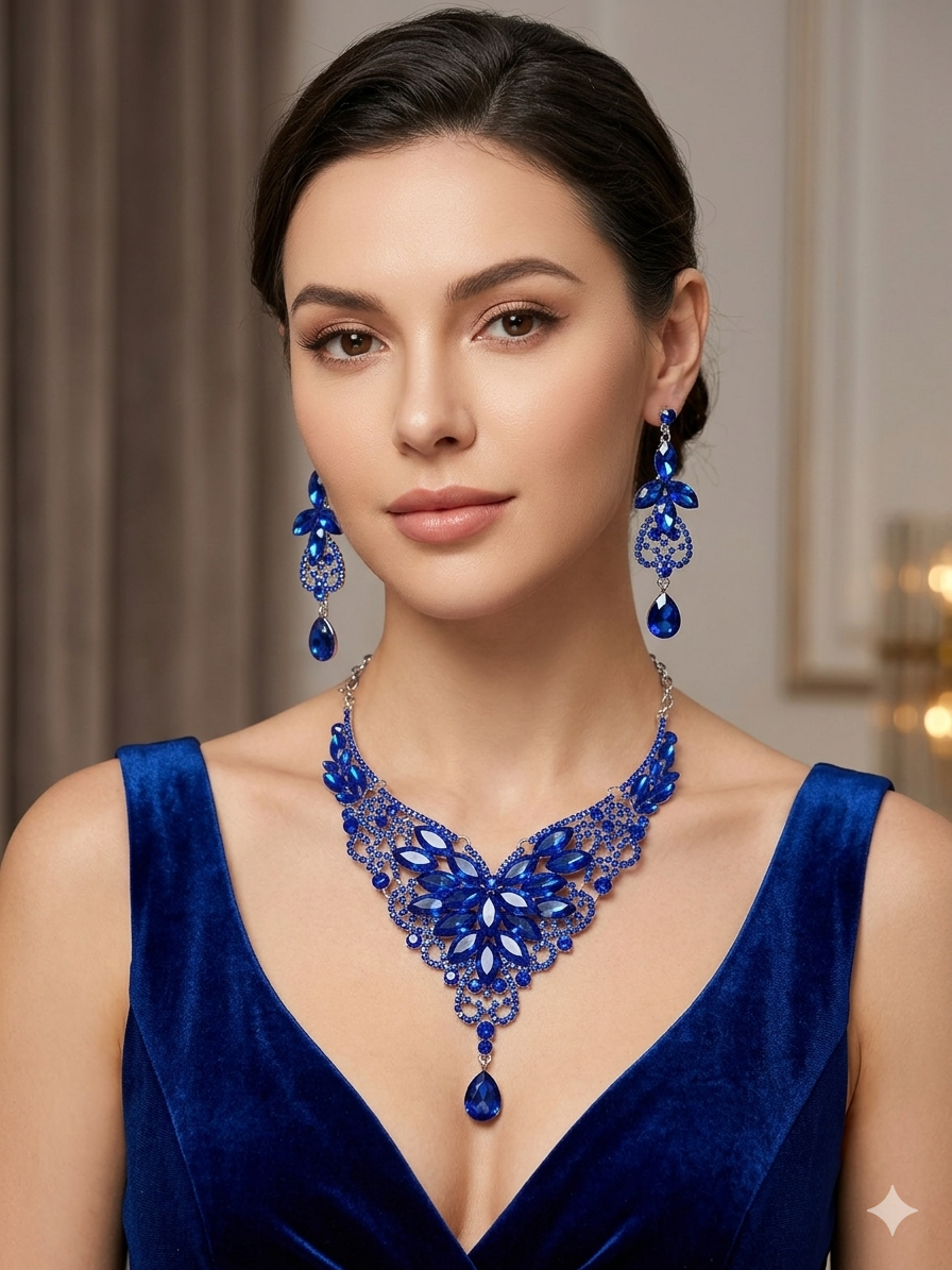 Royal blue statement necklace