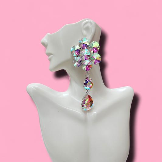 Silver AB statement earrings