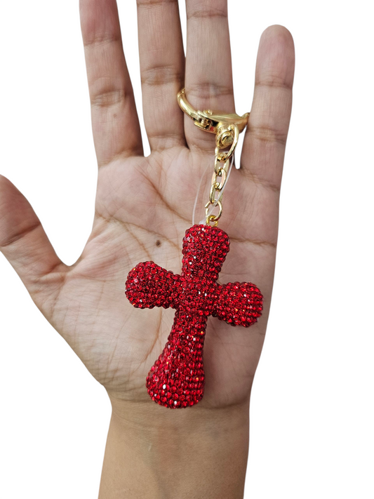 Red ceramic Cross Keychain