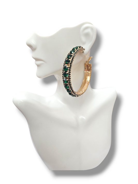 Green  Gold Hoops