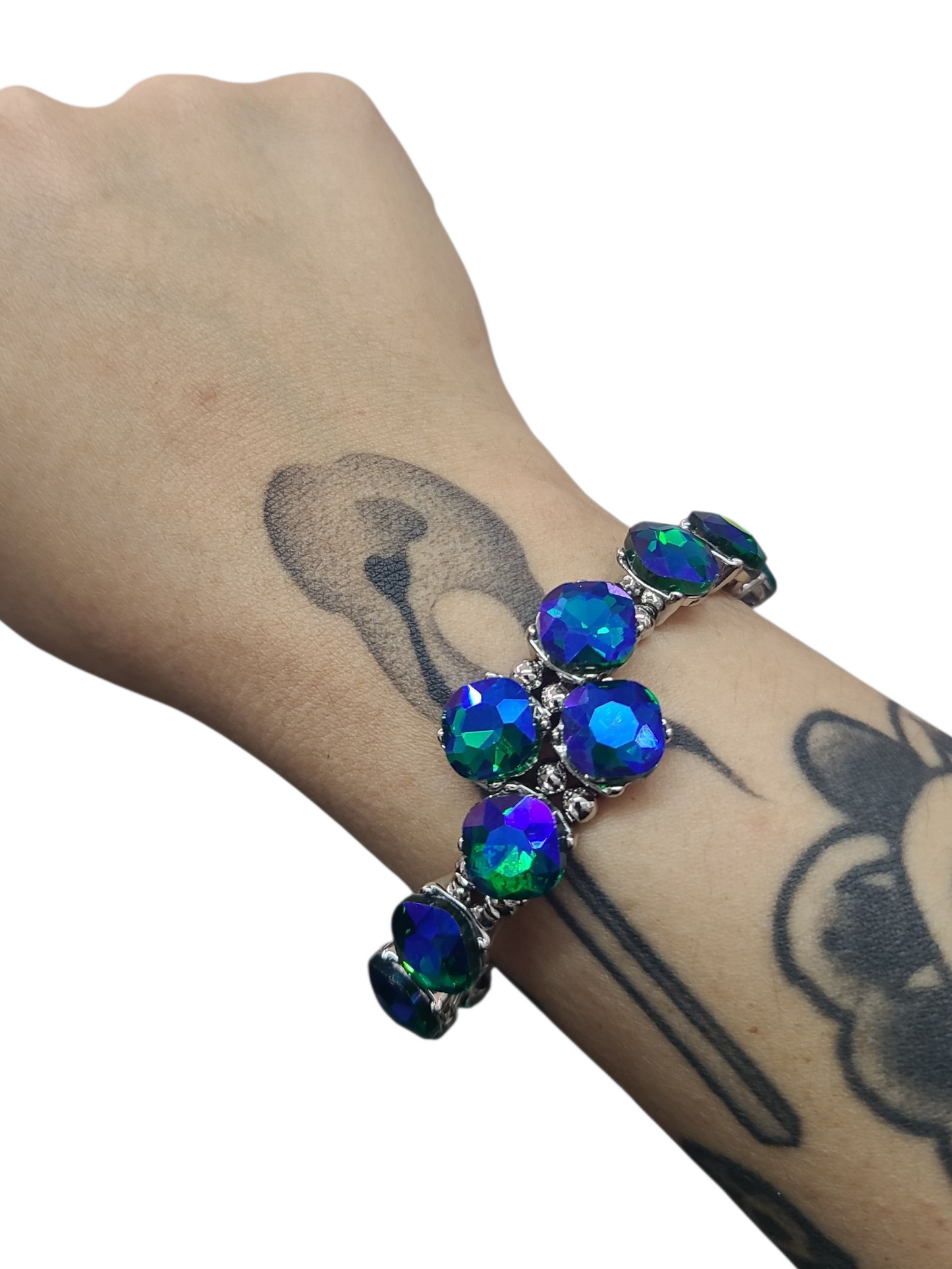 Blue Green Rhinestone Cuff