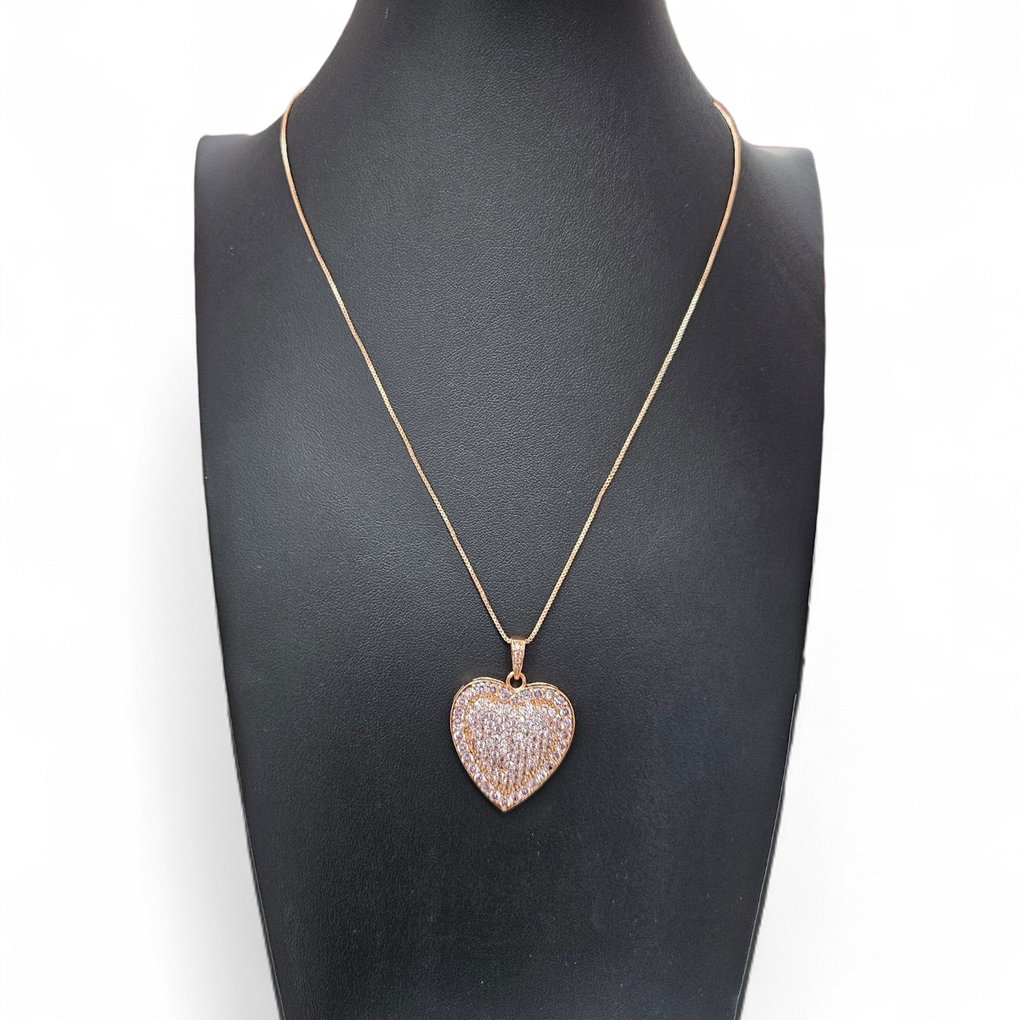 2417  Pink Zirconia heart necklace