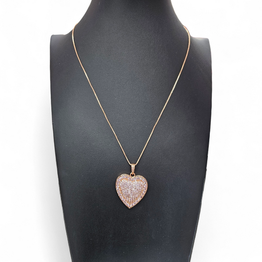 2417  Pink Zirconia heart necklace