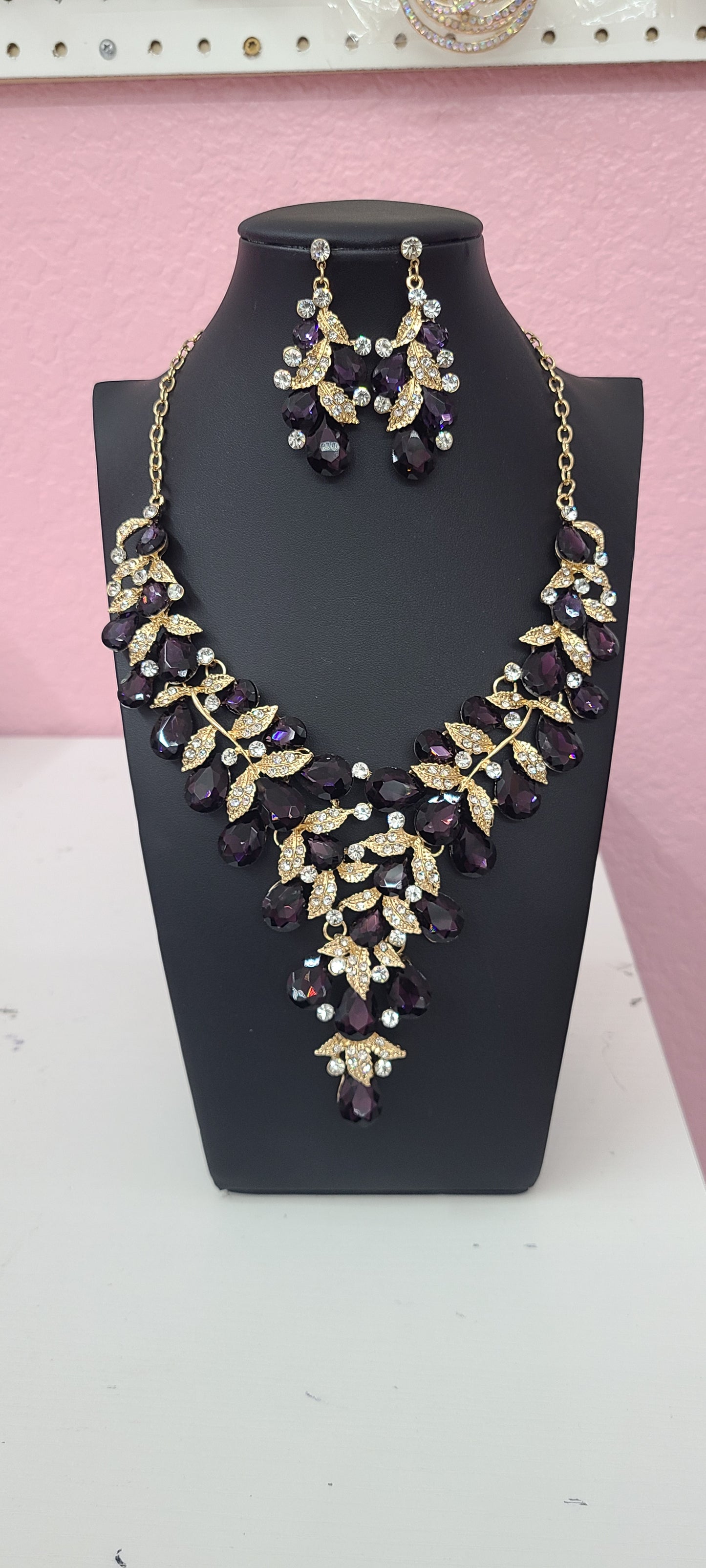 Purple Gold Statement Necklace