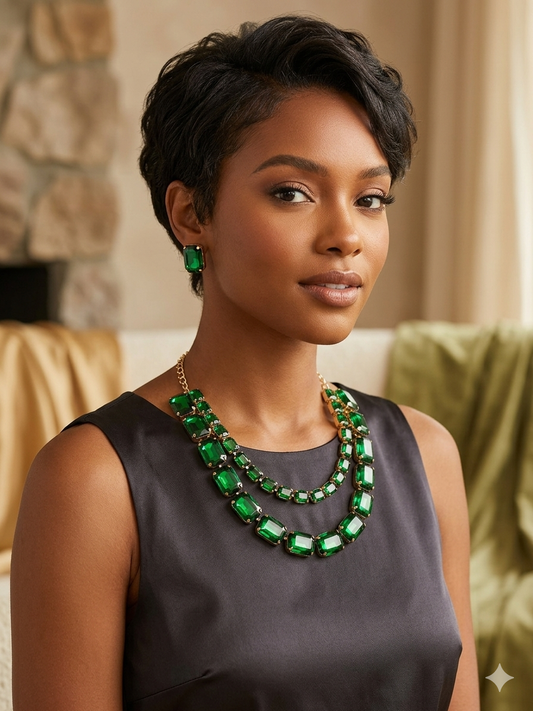 Green double lined necklace