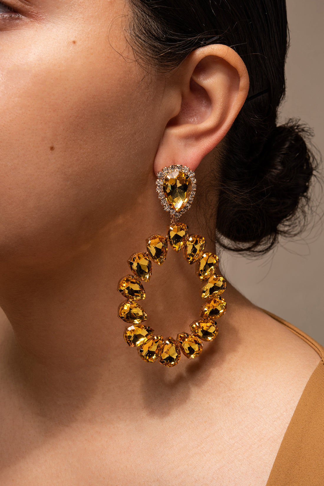 Yellow Rhinestone earrings