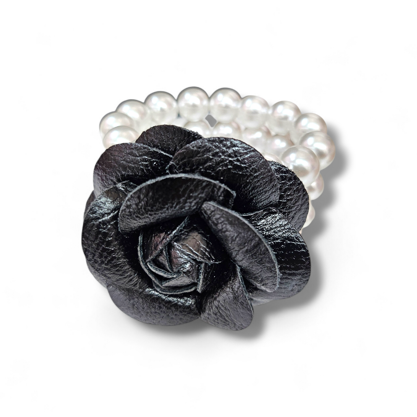 Black Leather pearl Bracelet