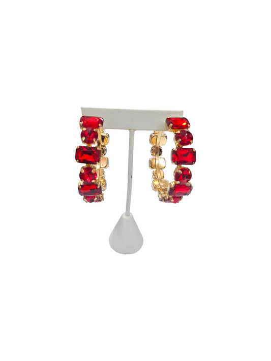 Red Rhinestone hoops