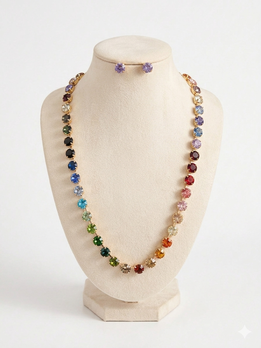 Multi colored one line necklace