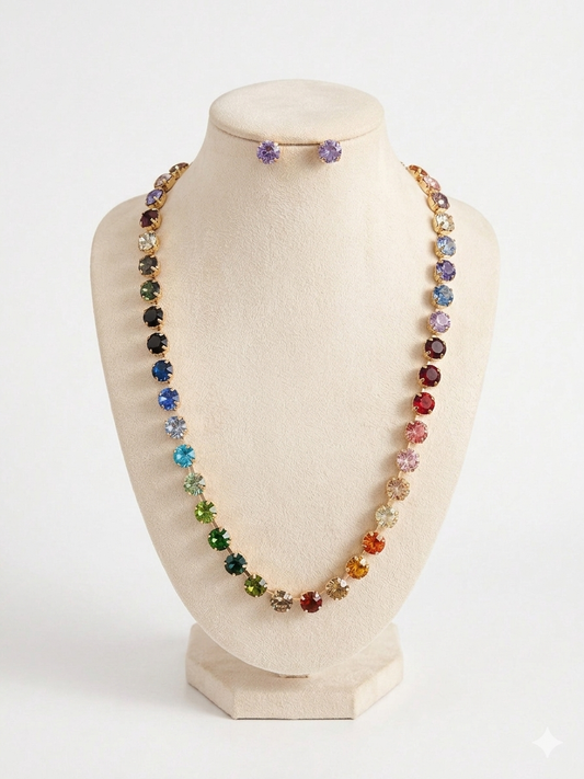 Multi colored one line necklace