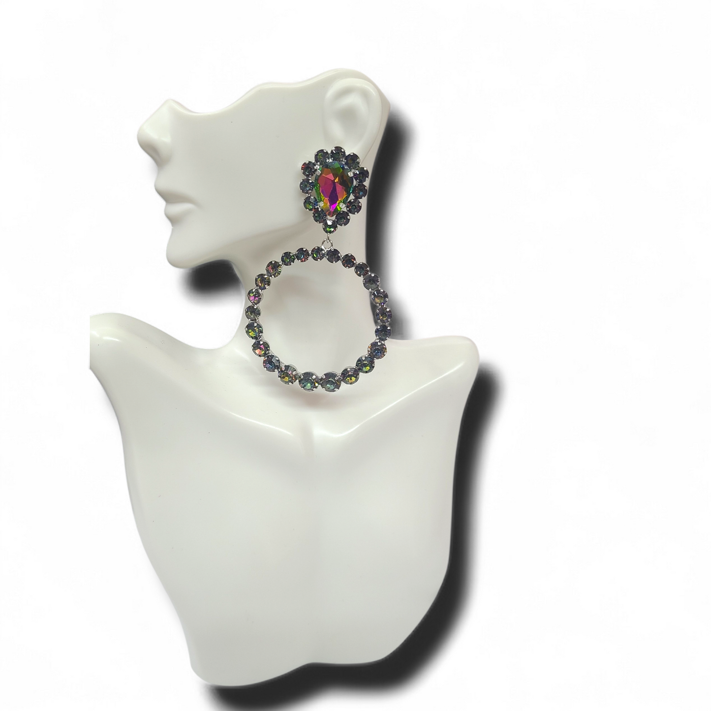 Post hoop oil slick earrings