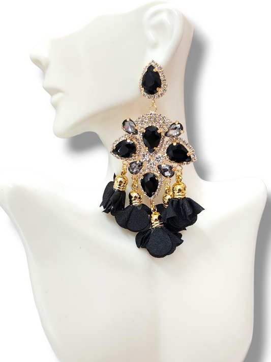 Black Post tassel earrings