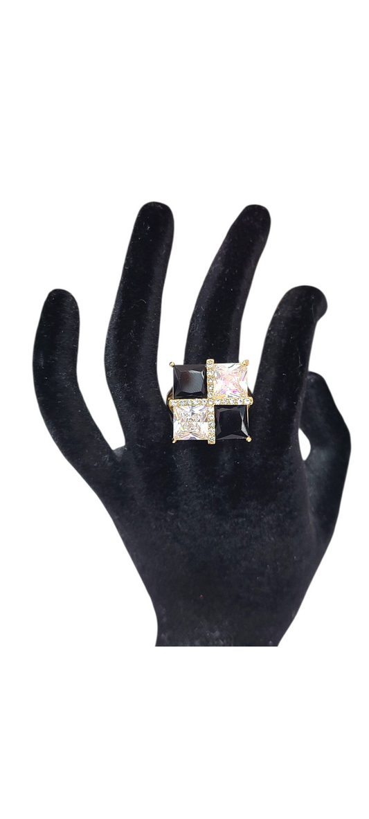 Gold  Black Cz ring