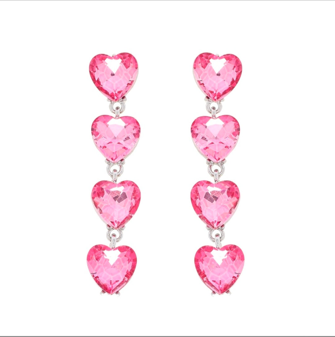 Light pink drop heart earrings