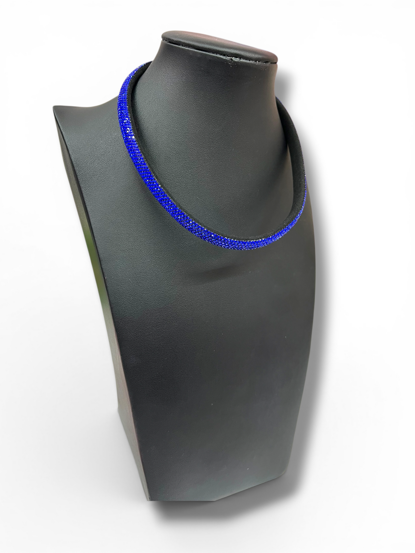 Blue rhinestone choker