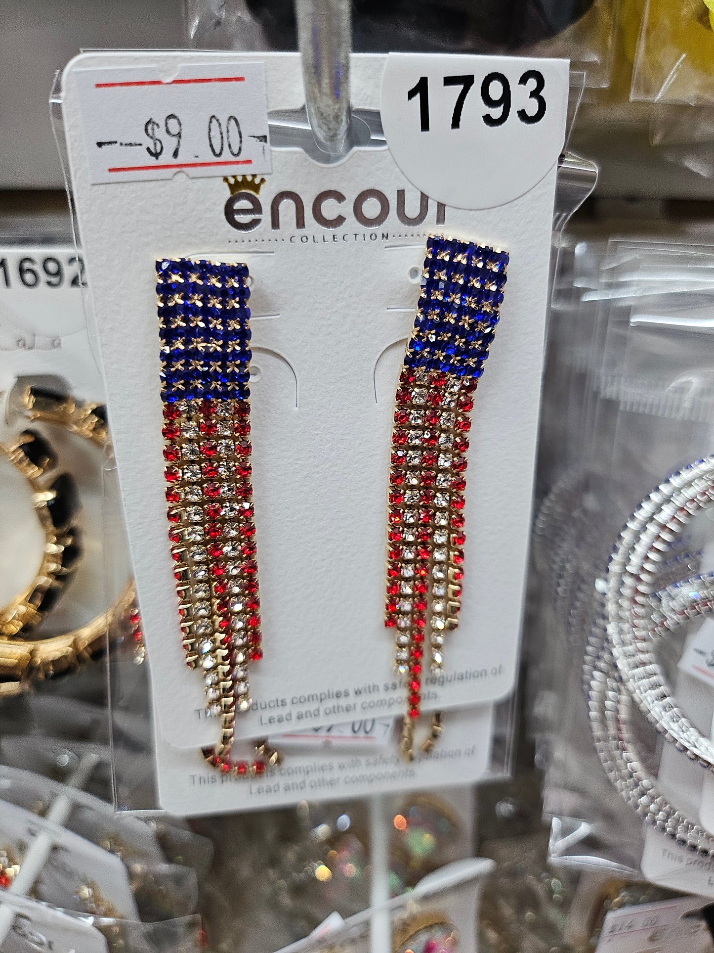 USA Flag drop earrings