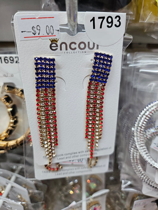 USA Flag drop earrings
