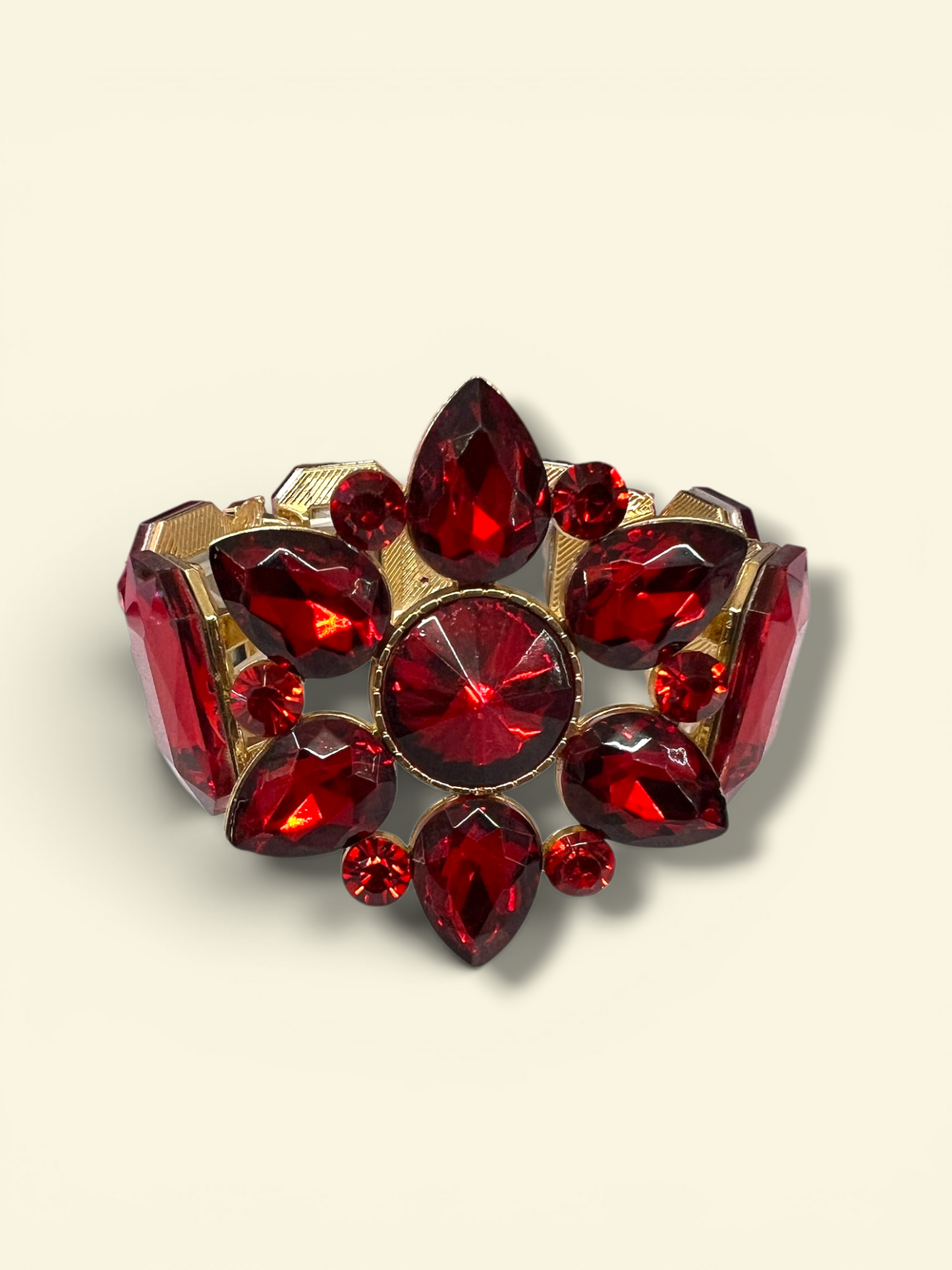 Red flower statment bracelet