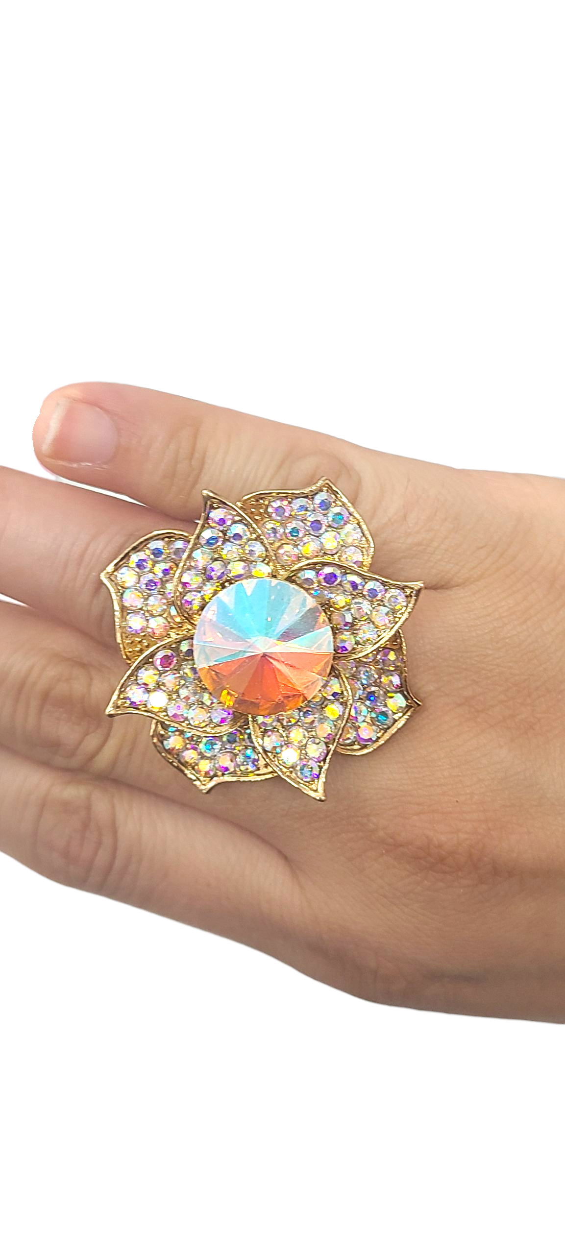 Iridescent flower ring