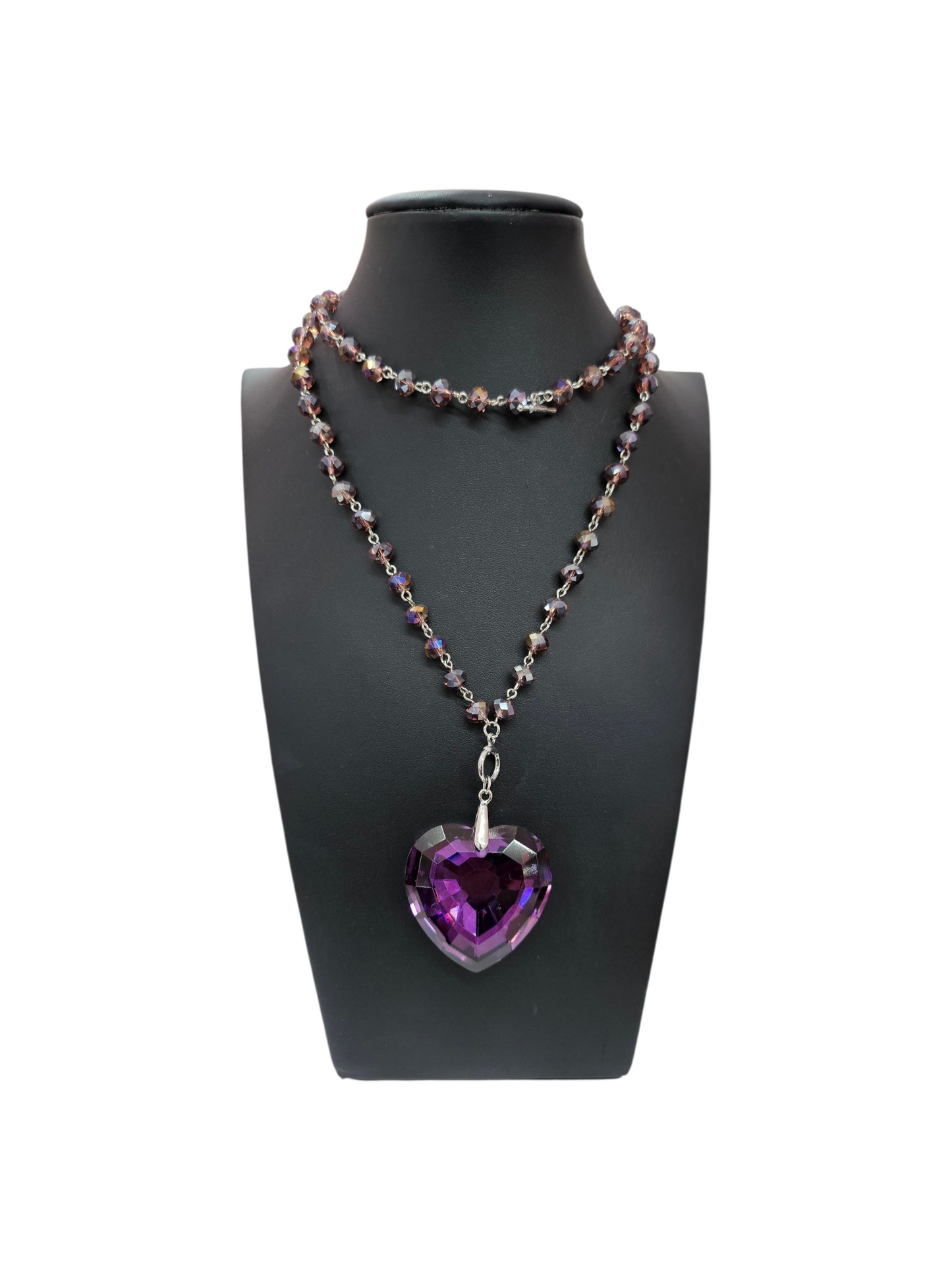 Purple Heart Crystal Necklace