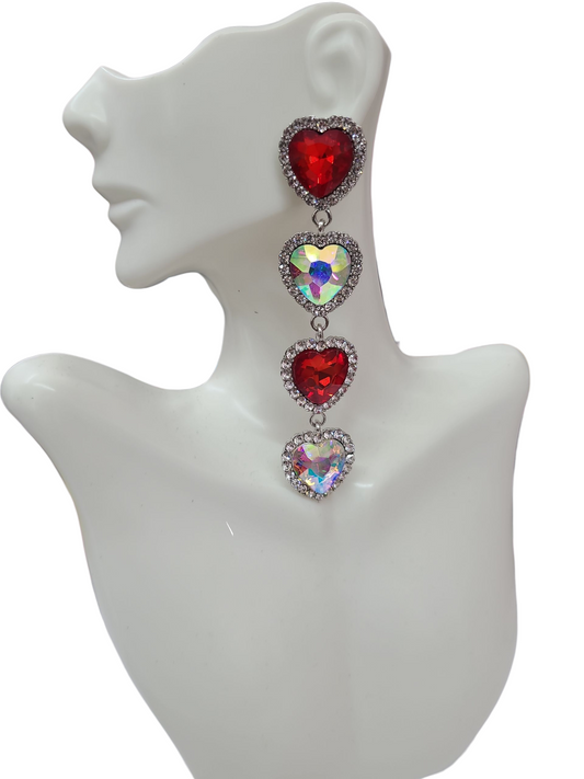 Red iridescent drop earrings
